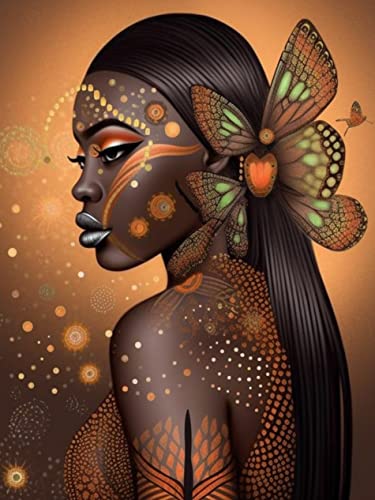 VAIIEYO DIY 5D Diamond Painting Afrikanerin, Diamant Painting Bilder Malerei Kits Afrikanische Schwarze Frau, Malen Nach Zahlen Diamant Home Gemälde Kreuzstich Dekoration 30x40 cm von VAIIEYO