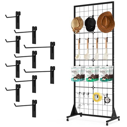 VAIIGO Freistehender Gitterwandständer mit Rädern - Tragbare Metallgitterwand für Einzelhandel und Handwerksmessen, platzsparendes T-Basis-Design mit Haken VAIIGO Freistehender Gitterwandständer mit Rädern - Tragbare Metallgitterwand für Einzelhandel und Handwerksmessen, platzsparendes T-Basis-Design mit Haken von VAIIGO