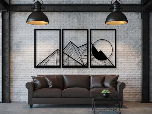 VAILLA Berge Wanddeko, Wandbild aus Holz, Wand deko in Schwarz Gold, 3D Bilder, Wandbilder Home Wall Art Dekoration, Wandaufkleber, Moderne Deko, Bilder für Zuhause Schlafzimmer, Wohnzimmer (Berge 5) von VAILLA