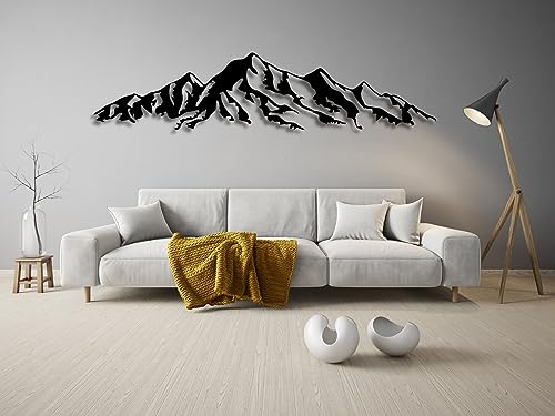VAILLA Berge Wanddeko, Wandbild aus Holz, Wand deko in Schwarz Gold, 3D Bilder, Wandbilder Home Wall Art Dekoration, Wandaufkleber, Moderne Deko, Bilder für Zuhause Schlafzimmer, Wohnzimmer (Berge 7) von VAILLA