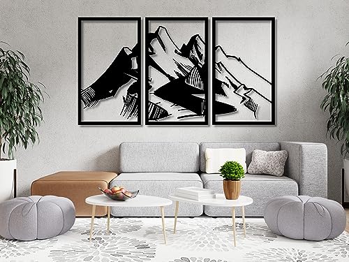 Berge Wanddeko, Wandbild aus Holz, Wand deko in Schwarz Gold, 3D Bilder, Wandbilder Home Wall Art Dekoration, Wandaufkleber, Moderne Deko, Bilder für Zuhause Büro Schlafzimmer, Wohnzimmer (Berge 4) von VAILLA