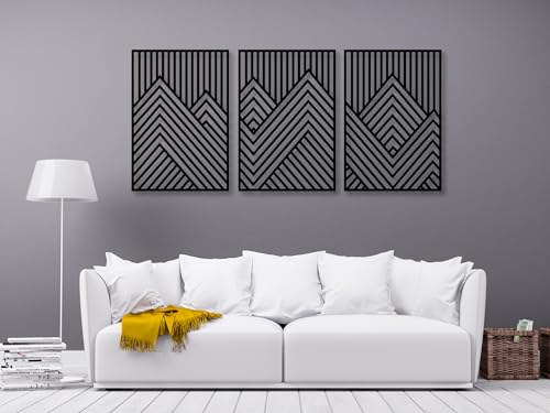 VAILLA Berge Wanddeko, Wandbild aus Holz, Wand deko in Schwarz Gold, 3D Bilder, Wandbilder Home Wall Art Dekoration, Wandaufkleber, Moderne Deko, Bilder für Zuhause Schlafzimmer, Wohnzimmer (Berge 8) von VAILLA