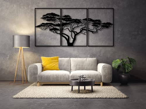 VAILLA Baum des Lebens Wanddeko, Wandbild aus Holz, in Schwarz Gold, Home Wall Art Dekoration, Wandaufkleber 3D, Moderne Deko, Bilder für Zuhause Büro Schlafzimmer, Wohnzimmer und Küche von VAILLA