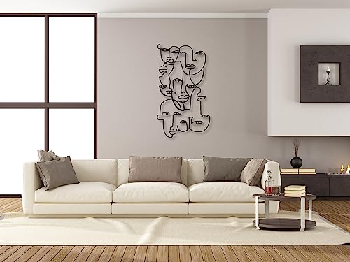 Gesichter Line Art Wanddeko, Wandbild aus Holz, Wand deko in Schwarz, Home Wall Art Minimalistische Dekoration, Wandaufkleber 3D, Moderne Deko, Bilder für Schlafzimmer, Wohnzimmer (Line Art 10) von VAILLA