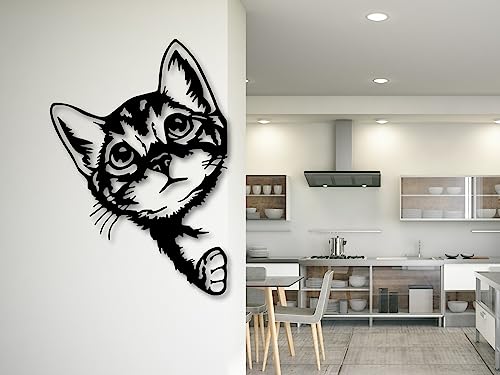 VAILLA® Katze Wanddeko aus Holz, Wand deko in Schwarz, Ornamente Wandkunst, Katze Wall Art Minimalistische Dekoration, 3D Bild, Moderne Deko, Bilder für Kinderzimmer, Wohnzimmer (Katzen 2) von VAILLA