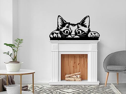 VAILLA® Katze Wanddeko aus Holz, Wand deko in Schwarz, Ornamente Wandkunst, Katze Wall Art Minimalistische Dekoration, 3D Bild, Moderne Deko, Bilder für Kinderzimmer, Wohnzimmer (Katzen 6) von VAILLA