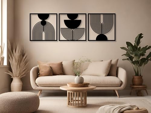 VAILLA ® 3er set Boho Wanddeko, Geometrische Wanddekoration aus Holz, 3D Wandbilder Home Dekoration, Bohemian Große Wand Deko, Bilder für Schlafzimmer, Wohnzimmer (Boho 22) von VAILLA