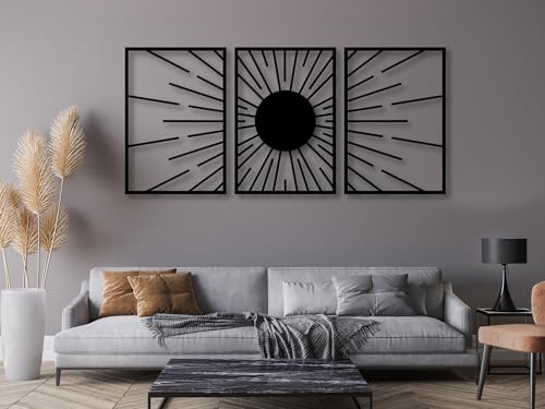 VAILLA ® 3er set Boho Wanddeko, Geometrische Wanddekoration aus Holz, 3D Wandbilder Home Dekoration, Bohemian Große Wand Deko, Bilder für Schlafzimmer, Wohnzimmer (Boho 11) von VAILLA