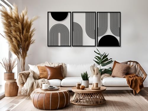 VAILLA ® 3er set Boho Wanddeko, Geometrische Wanddekoration aus Holz, 3D Wandbilder Home Dekoration, Bohemian Große Wand Deko, Bilder für Schlafzimmer, Wohnzimmer (Boho 10) von VAILLA