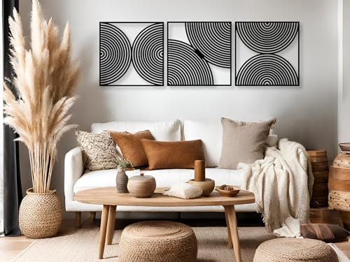 VAILLA ® 3er set Boho Wanddeko, Geometrische Wanddekoration aus Holz, 3D Wandbilder Home Dekoration, Bohemian Große Wand Deko, Bilder für Schlafzimmer, Wohnzimmer (Boho 18) von VAILLA