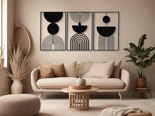 VAILLA 3er set Boho Wanddeko, Geometrische Wanddekoration aus Holz, 3D Wandbilder Home Dekoration, Bohemian Große Wand Deko, Bilder für Schlafzimmer, Wohnzimmer (Boho 14) von VAILLA