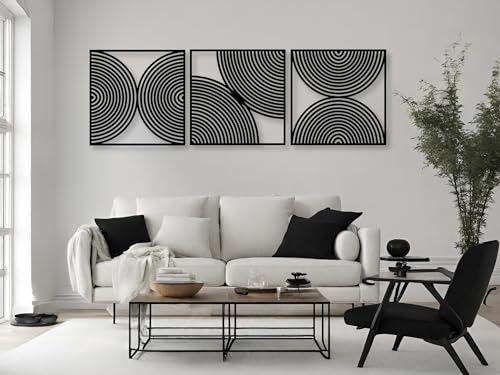 VAILLA ® 3er set Geometrische Wanddekoration aus Holz, Abstraktes wanddeko, Wandbilder Home Dekoration, Große Wand Deko, Bilder für Schlafzimmer, Wohnzimmer (Geometrische 5) von VAILLA