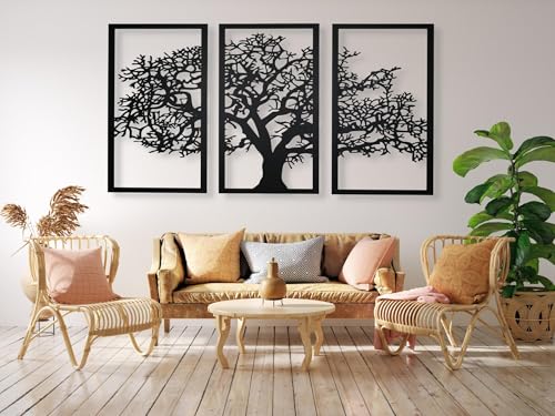 VAILLA ® Baum des Lebens Wanddeko, Wandbild aus Holz, Wand deko in Schwarz, Home Wall Art Dekoration, Wandaufkleber 3D, Moderne Deko, Bilder für Schlafzimmer, Wohnzimmer (Schwarz 180x100cm) von VAILLA
