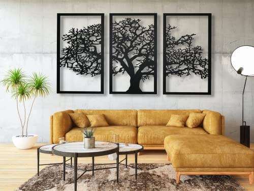 VAILLA ® Baum des Lebens Wanddeko, Wandbild aus Holz, Wand deko in Schwarz Gold, Home Wall Art Dekoration, Wandaufkleber 3D, Moderne Deko, Bilder für Zuhause Büro Schlafzimmer, Wohnzimmer (Baum 1) von VAILLA