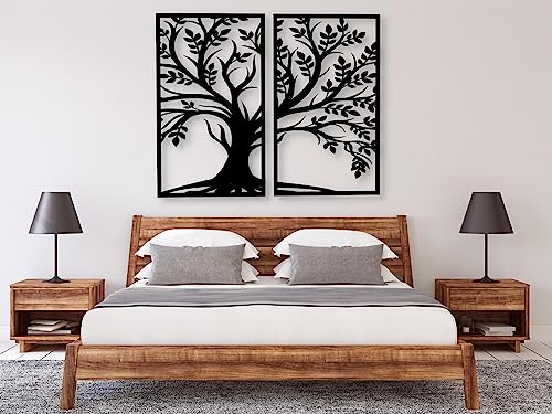 VAILLA ® Baum des Lebens Wanddeko, Wandbild aus Holz, Wand deko in Schwarz Gold, Home Wall Art Dekoration, Wandaufkleber 3D, Moderne Deko, Bilder für Zuhause Büro Schlafzimmer, Wohnzimmer (Baum 4) von VAILLA