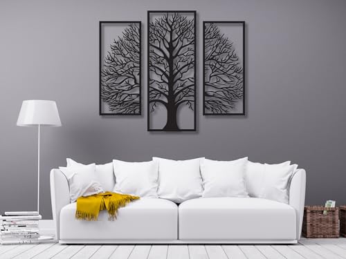 VAILLA ® Baum des Lebens Wanddeko, Wandbild aus Holz, Wand deko in Schwarz Gold, Home Wall Art Dekoration, Wandaufkleber 3D, Moderne Deko, Bilder für Zuhause Büro Schlafzimmer, Wohnzimmer (Baum 7) von VAILLA