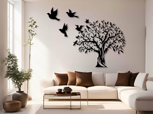 VAILLA ® Baum des Lebens Wanddeko, Wandbild aus Holz, Wand deko in Schwarz Gold, Home Wall Art Dekoration, Wandaufkleber 3D, Moderne Deko, Bilder für Zuhause Büro Schlafzimmer, Wohnzimmer (Baum 10) von VAILLA