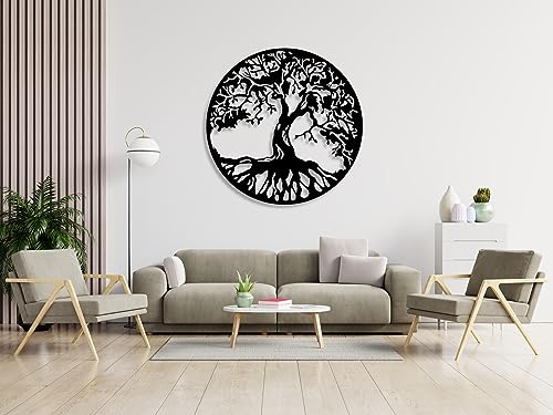 VAILLA ® Baum des Lebens Wanddeko, Wandbild aus Holz, Wand deko in Schwarz Gold, Home Wall Art Dekoration, Wandaufkleber 3D, Moderne Deko, Bilder für Zuhause Büro Schlafzimmer, Wohnzimmer (Baum 5) von VAILLA