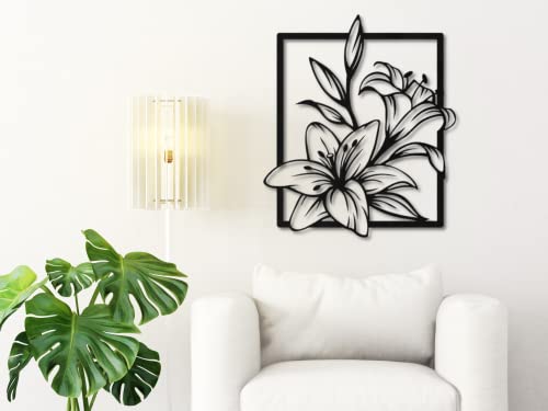 VAILLA ® Blumen Wanddeko, Lilie Wanddekoration aus Holz, Wandbilder Home Dekoration, 3D Wall Art, Große Wand Deko, Bilder für Schlafzimmer, Wohnzimmer und Küche von VAILLA