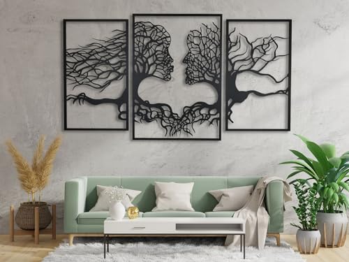 VAILLA ® Wanddeko Baum des Lebens Gesichter, Wandbild aus Holz, Home Wall Art Dekoration, Wandaufkleber 3D, Moderne Deko, Bilder für Zuhause Büro Schlafzimmer, (Schwarz 117x67cm) von VAILLA