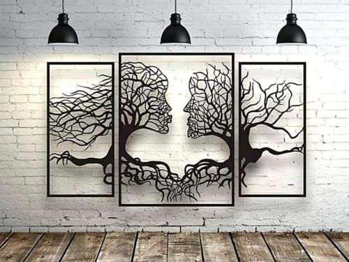 VAILLA ® Wanddeko Baum des Lebens Gesichter, Wandbild aus Holz, Home Wall Art Dekoration, Wandaufkleber 3D, Moderne Deko, Bilder für Zuhause Büro Schlafzimmer, (Schwarz 150x90cm) von VAILLA