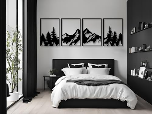 VAILLA Berge Wanddeko, Wandbild aus Holz, Wand deko in Schwarz Gold, 3D Bilder, Wandbilder Home Wall Art Dekoration, Wandaufkleber, Moderne Deko, Bilder für Zuhause Schlafzimmer, Wohnzimmer (Berge 12) VAILLA Berge Wanddeko, Wandbild aus Holz, Wand deko in Schwarz Gold, 3D Bilder, Wandbilder Home Wall Art Dekoration, Wandaufkleber, Moderne Deko, Bilder für Zuhause Schlafzimmer, Wohnzimmer (Berge 12) von VAILLA