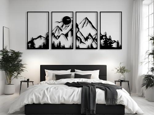 VAILLA Berge Wanddeko, Wandbild aus Holz, Wand deko in Schwarz Gold, 3D Bilder, Wandbilder Home Wall Art Dekoration, Wandaufkleber, Moderne Deko, Bilder für Zuhause Schlafzimmer, Wohnzimmer (Berge 11) VAILLA Berge Wanddeko, Wandbild aus Holz, Wand deko in Schwarz Gold, 3D Bilder, Wandbilder Home Wall Art Dekoration, Wandaufkleber, Moderne Deko, Bilder für Zuhause Schlafzimmer, Wohnzimmer (Berge 11) von VAILLA
