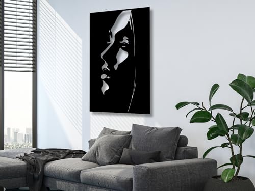 VAILLA Frau Wanddeko, 3er set Wandbild aus Holz, Wand deko in Schwarz, 3D Bilder, Wandbilder Home Wall Art Dekoration, Moderne Deko, Bilder für Schlafzimmer, Wohnzimmer (Frau Gesicht 4) von VAILLA