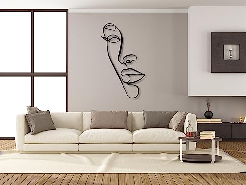 VAILLA Gesichter Line Art Wanddeko, Wandbild aus Holz, Wand deko in Schwarz, Home Wall Art Minimalistische Dekoration, Wandaufkleber 3D, Moderne Deko, Bilder für Schlafzimmer, Wohnzimmer (Line Art 9) von VAILLA