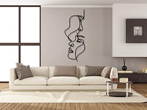 VAILLA Gesichter Line Art Wanddeko, Wandbild aus Holz, Wand deko in Schwarz, Home Wall Art Minimalistische Dekoration, Wandaufkleber 3D, Moderne Deko, Bilder für Zuhause Büro Schlafzimmer, Wohnzimmer von VAILLA