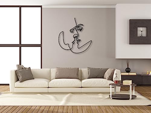 VAILLA Gesichter Line Art Wanddeko, Wandbild aus Holz, Wand deko in Schwarz, Home Wall Art Minimalistische Dekoration, Wandaufkleber 3D, Moderne Deko, Bilder für Zuhause Büro Schlafzimmer, Wohnzimmer von VAILLA