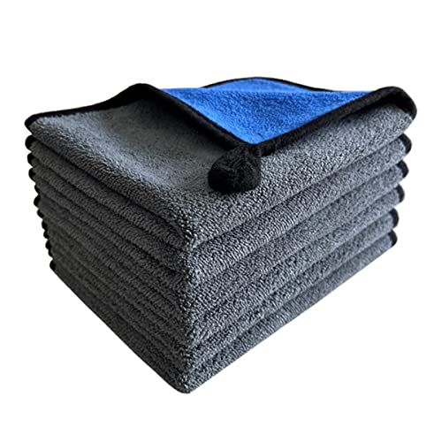 VAIYNWOM 6er Set Mikrofasertücher Autopflege, Sehr Weich Poliertuch 500GSM Microfasertücher Auto Trockentücher, Fusselfreie zum Reinigung Auto Motorrad, Innenreinigung, 30x40cm(±1CM) Blau von VAIYNWOM