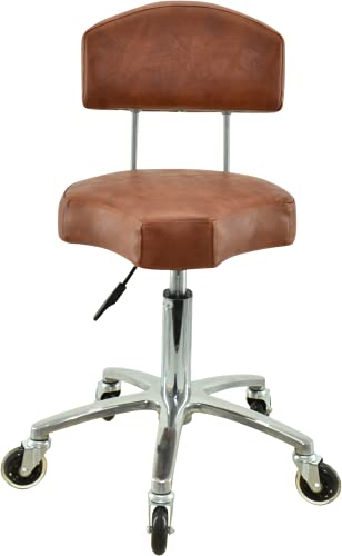 VAKON SALON - Ergonomischer Rollhocker mit Lehne in Hellbraun - Höhenverstellbarer von 50-65 cm - Premium Rollen - Arbeitshocker Praxishocker von VAKON SALON