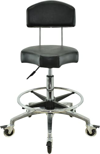 VAKON SALON - Ergonomischer Rollhocker mit Lehne und Fußring - Premium Rollen mit Bremse - Höhenverstellbarer von 55-75 cm - Arbeitshocker Praxishocker von VAKON SALON