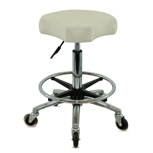 VAKON SALON - Ergonomischer Rollhocker weiß mit Fußring - Höhenverstellbar von 55-75 cm - Drehhocker Arbeitshocker Praxishocker von VAKON SALON