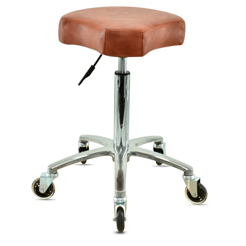 VAKON SALON - Ergonomischer Sitzhocker Hellbraun höhenverstellbar von 55 bis 75 cm Rollhocker - Drehhocker Arbeitshocker Praxishocke von VAKON SALON