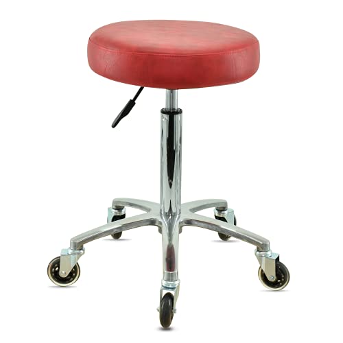 VAKON SALON - Premium Rollhocker Rot höhenverstellbar von 55 bis 75 cm - Rundsitz- Drehhocker Arbeitshocker Praxishocker von VAKON SALON