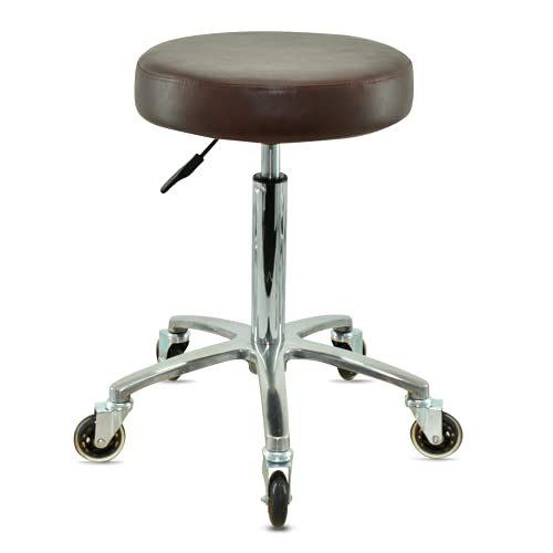 VAKON SALON - Premium Rollhocker braun höhenverstellbar von 55 bis 75 cm - Rundsitz- Drehhocker Arbeitshocker Praxishocker von VAKON SALON