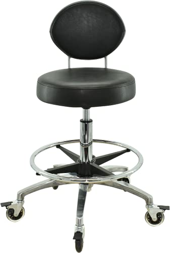 VAKON SALON - Rollhocker mit ovaler Lehne und Fußring - Premium Rollen mit Bremse - Höhenverstellbarer von 55-75 cm - Drehhocker Arbeitshocker von VAKON SALON