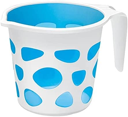 Hochwertiger Kunststoff-Duplex-Designer-Badezimmer-Badebecher, Zubehör, BPA-frei, Badebecher, Dabba-Campingbecher, Badewasserbecher – 1,4 l (blau, 1) von VAKRATUNDA KITCHENWARES