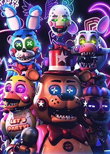 VAKUUM Diamond Painting Kits for Adults Full Drill Round Five Nights at Freddys Diamond Art 5D Gemstone Art for Beginners with Pattern Wall Decor 30 * 40cm5D48m von VAKUUM