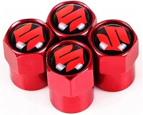 Valcla 4 Stück Auto Ventilkappen für Suzuki Vitara/Ignis/Swift/Baleno, Aluminiumlegierung Reifenventil Abdeckung Ventildeckel, Auto Ventilkappen mit Dichtung stabilen Reifendruck von Valcla