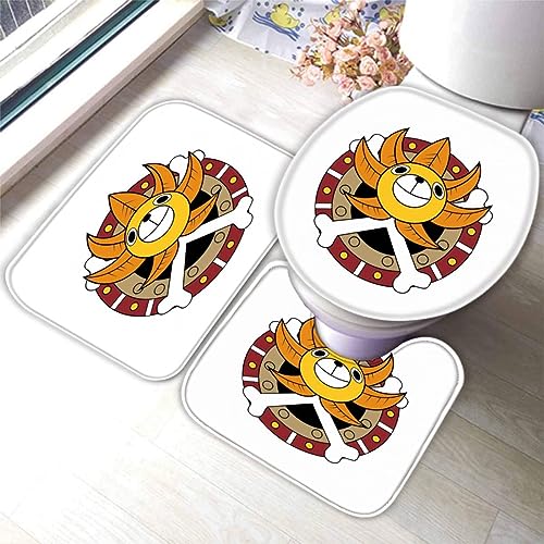 VALCLA Badteppich Anime-Schiff Badematten Mikrofaser Luxus Badezimmerteppich Absorbierend Teppiche Set Süße Tiere Badematten Sockelmatte und Toilettenmatte 50 x80 von VALCLA