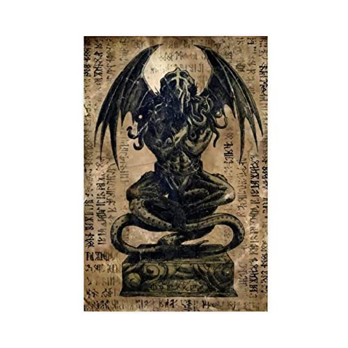 VALCLA Bild Auf Leinwand 40 * 60cm Senza Cornice Cthulhu Mythos Necronomicon Great Old One Cthulhu-Statue,Gemälde für Wohnzimmer, Schlafzimmer, Dekoration von VALCLA