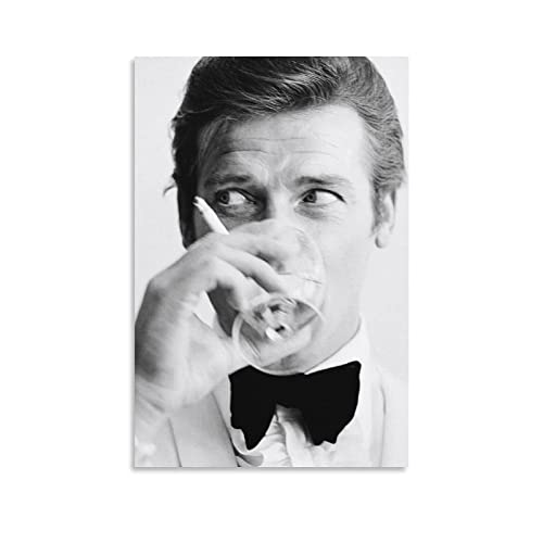 VALCLA Bild Auf Leinwand 40 * 60cm Senza Cornice Gli attori Roger Moore Fumo Bere Camera da letto Pittura decorativa Poster Camera estetica von VALCLA