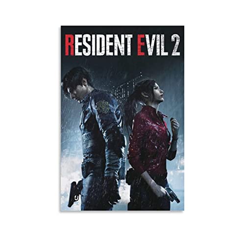 VALCLA Bild Auf Leinwand 40 * 60cm Senza Cornice Resident Evil 2 Game Poster Canvas Wall Art Room Pictures for Bedroom Gifts Decor von VALCLA