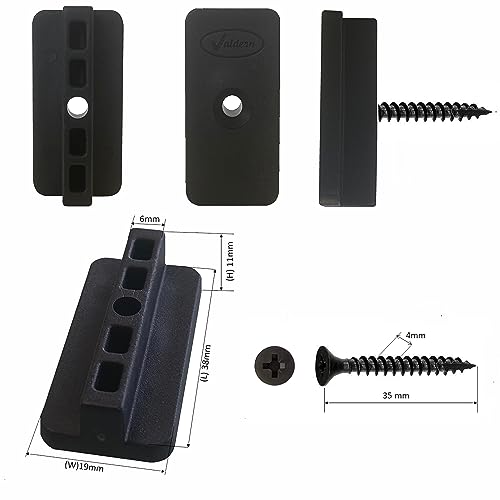 VALDERN 100 Stück Verbund-Terrassen-Clips aus Kunststoff mit Schrauben, versteckte Deckbefestigungen, WPC-T-Clips, Multipack-Befestigungen, schwarz, 19 x 38 x 11 mm von VALDERN