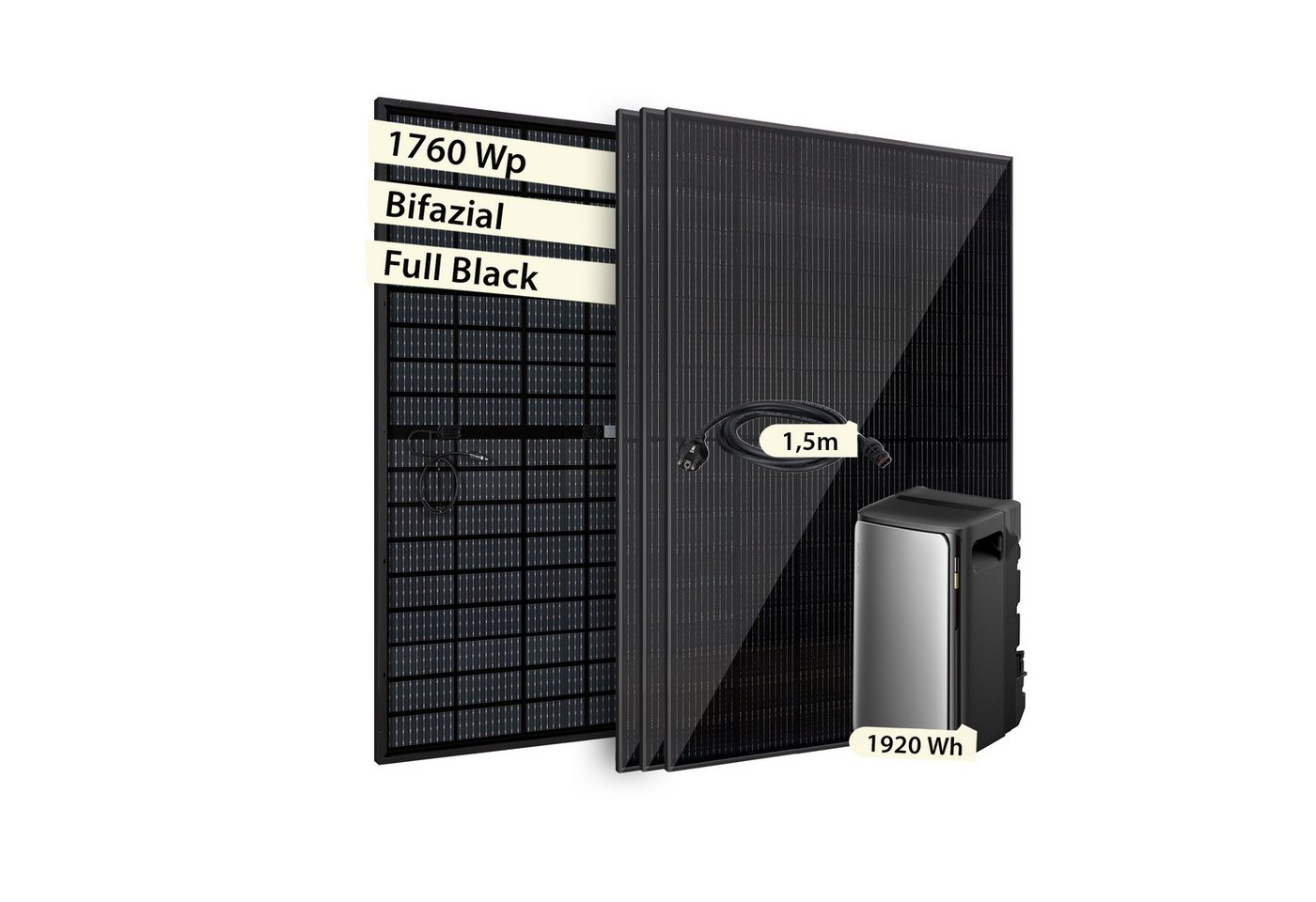 VALE Balkonkraftwerk Komplettset mit Solarspeicher & integriertem Wechselrichter, Bifazial, (EcoFlow Stream Ultra 1920 Wh, 800W, Solarmodule 860-1840WP, Zubehör), Plug&Play, BKW, Solarmodul, Photovoltaik Set, Wifi, App-Steuerung von VALE