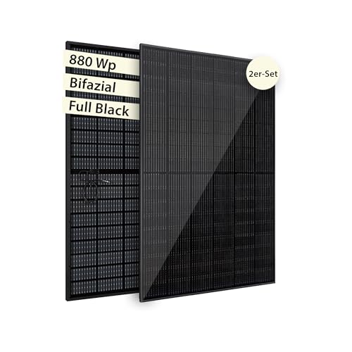 VALE Solarmodul-Set Bifazial 880 Wp Full Black - Glas-Glas-Module - Solarpanel für Balkonkraftwerke - Universal einsetzbar - Lineare Leistungsgarantie von VALE