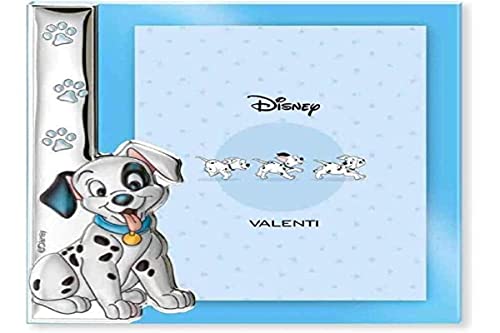 Disney Baby - Bilderrahmen zum Hinstellen - aus Silber - 101 Dalmatiner-Design - ideal für das Kinderzimmer, perfekt als Geschenkidee zur Taufe oder zum Geburtstag- farbiges 3D-Motiv des hunden Lucky von VALENTI & CO.